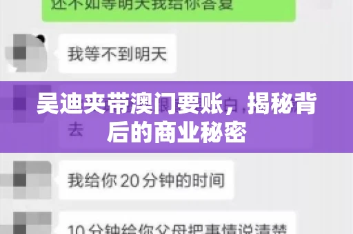 吴迪夹带澳门要账，揭秘背后的商业秘密