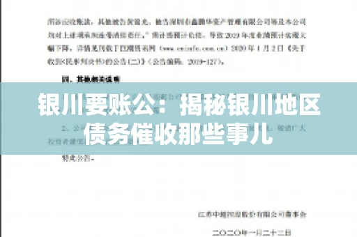 银川要账公：揭秘银川地区债务催收那些事儿